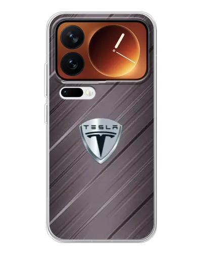 Чехол для Xiaomi 17 Pro с картинкой «Металлическая текстура Tesla»