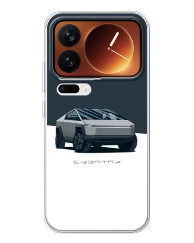 Чехол для Xiaomi 17 Pro с картинкой «Серебристый Cybertruck Tesla»