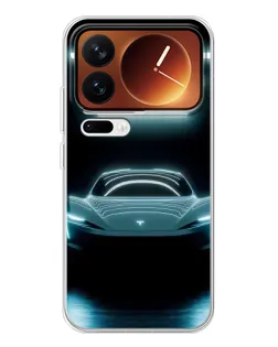 Чехол для Xiaomi 17 Pro с картинкой «Tesla в неоне»