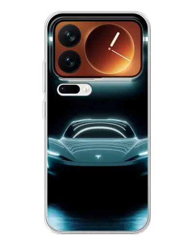 Чехол для Xiaomi 17 Pro с картинкой «Tesla в неоне»