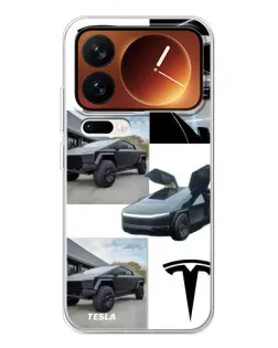 Чехол для Xiaomi 17 Pro с картинкой «Коллаж Cybertruck Tesla»
