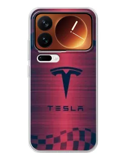 Чехол для Xiaomi 17 Pro с картинкой «Тесла красный карбон»