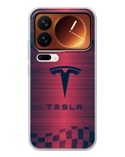 Чехол для Xiaomi 17 Pro с картинкой «Тесла красный карбон»