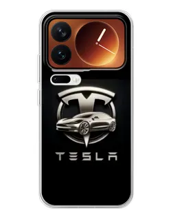 Чехол для Xiaomi 17 Pro с картинкой «Tesla — серебристое авто»