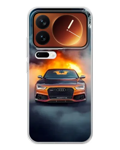 Чехол для Xiaomi 17 Pro с картинкой «Audi в огненном дыму»