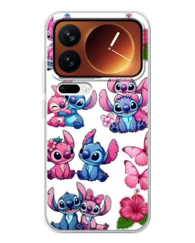 Чехол для Xiaomi 17 Pro с картинкой «Стикеры Stitch и Angel»