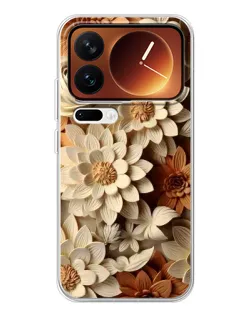 Чохол для Xiaomi 17 Pro з картинкою «Бежевий флористичний декор»