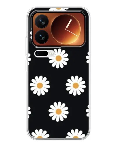 Чохол для Xiaomi 17 Pro з картинкою «Ромашки на чорному»