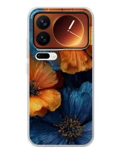 Чохол для Xiaomi 17 Pro з картинкою «Яскрава синьо-помаранчева флора»