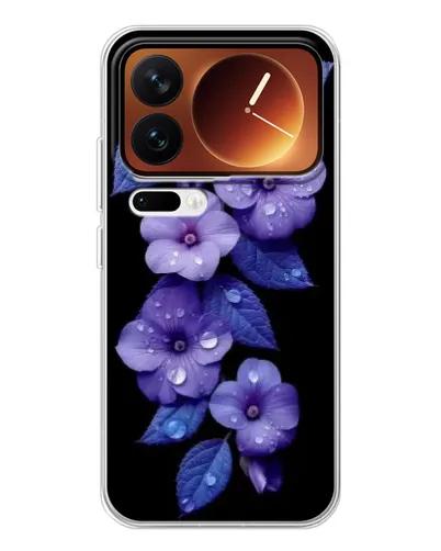 Чохол для Xiaomi 17 Pro з картинкою «Фіолетові квіти з росою»