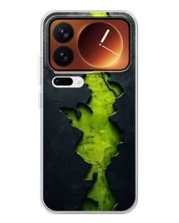 Чехол для Xiaomi 17 Pro с картинкой «Салатовый разлом скалы»