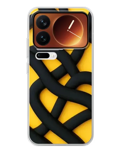 Чехол для Xiaomi 17 Pro с картинкой «Черное желтое переплетение» Чехол для Xiaomi 17 Pro с картинкой «Черное желтое переплетение»