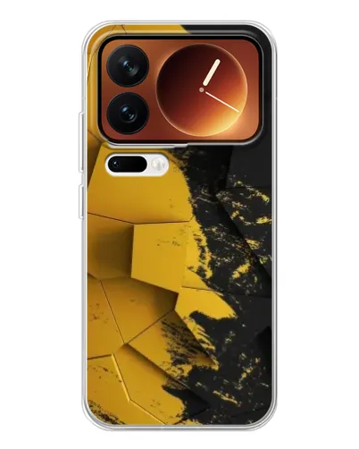 Чехол для Xiaomi 17 Pro с картинкой «Золотые осколки геометрии» Чехол для Xiaomi 17 Pro с картинкой «Золотые осколки геометрии»