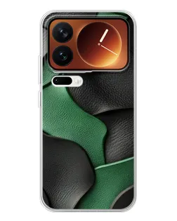 Чехол для Xiaomi 17 Pro с картинкой «Зеленые кожаные волны»