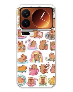 Чехол для Xiaomi 17 Pro с картинкой «Капибары набор»