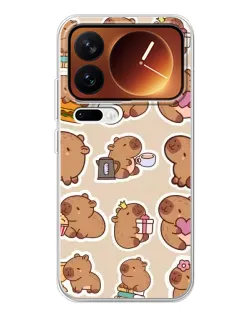 Чехол для Xiaomi 17 Pro с картинкой «Капибары паттерн»