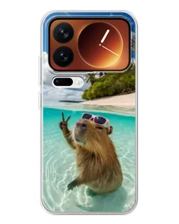 Чехол для Xiaomi 17 Pro с картинкой «Капибара на море»