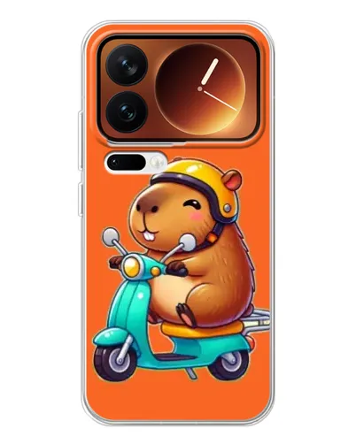 Чехол для Xiaomi 17 Pro с картинкой «Капибара на скутере»