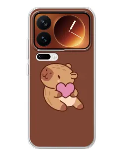Чехол для Xiaomi 17 Pro с картинкой «Капибара с сердцем»