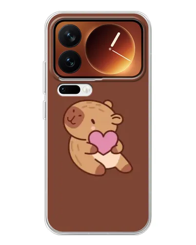 Чехол для Xiaomi 17 Pro с картинкой «Капибара с сердцем»