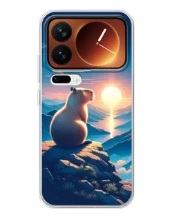 Чехол для Xiaomi 17 Pro с картинкой «Закат солнца с капибарой»