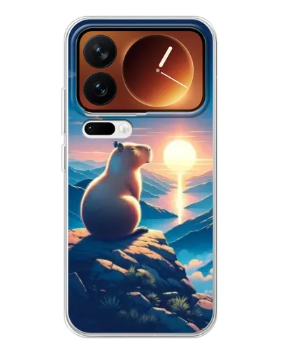 Чехол для Xiaomi 17 Pro с картинкой «Закат солнца с капибарой»