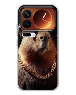 Чехол для Xiaomi 17 Pro с картинкой «Капибара золотая цепь»