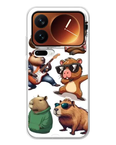 Чехол для Xiaomi 17 Pro с картинкой «Крутые капибары музыканты»