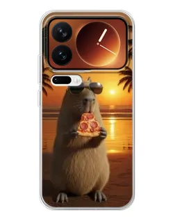 Чехол для Xiaomi 17 Pro с картинкой «Капибара с пиццей»