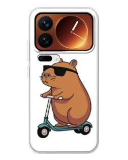 Чехол для Xiaomi 17 Pro с картинкой «Капибара на самокате»
