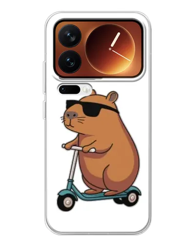 Чехол для Xiaomi 17 Pro с картинкой «Капибара на самокате»