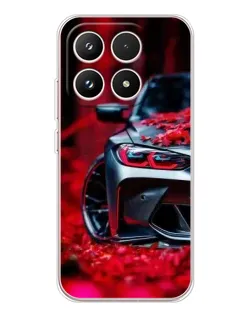 Чехол для Xiaomi 17 с картинкой «Спортивная BMW и цветы»