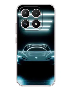 Чехол для Xiaomi 17 с картинкой «Tesla в неоне»