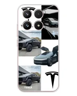 Чехол для Xiaomi 17 с картинкой «Коллаж Cybertruck Tesla»