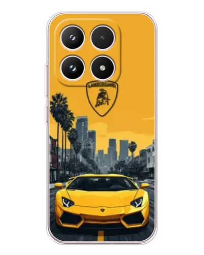 Чехол для Xiaomi 17 с картинкой «Желтый Lamborghini город»
