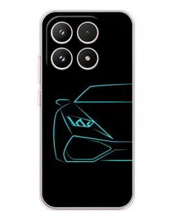 Чехол для Xiaomi 17 с картинкой «Голубой силуэт Lamborghini»