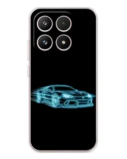Чехол для Xiaomi 17 с картинкой «Неоновый контур Lamborghini»