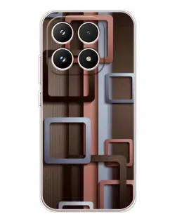 Чехол для Xiaomi 17 с картинкой «Коричневые объемные квадраты»