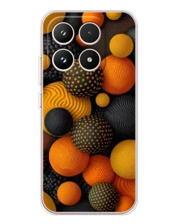 Чехол для Xiaomi 17 с картинкой «Объемные оранжевые сферы»