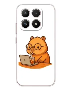 Чохол для Xiaomi 17 з картинкою «Капібара з ноутбуком»