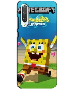 Чехол для Xiaomi CC9 с картинкой «Губка Боб Minecraft»