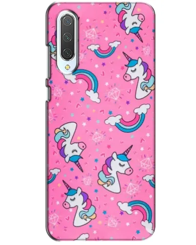 Чехол для Xiaomi CC9 с картинкой «Unicorn паттерн розовый»