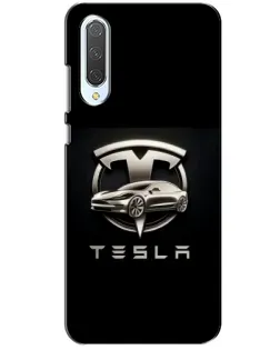 Чехол для Xiaomi CC9 с картинкой «Tesla — серебристое авто»