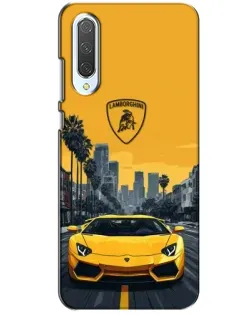 Чехол для Xiaomi CC9 с картинкой «Желтый Lamborghini город»