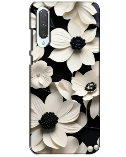 Чехол для Xiaomi CC9 с картинкой «Объемные белые цветы»