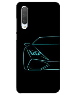 Чехол для Xiaomi Mi CC9e с картинкой «Голубой силуэт Lamborghini»