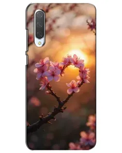 Чехол для Xiaomi Mi CC9e с картинкой «Розовый цвет сердце на фоне заката»