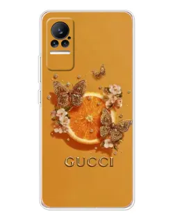 Чехол для Xiaomi Civi 1S с картинкой «Gucci — золотые бабочки»