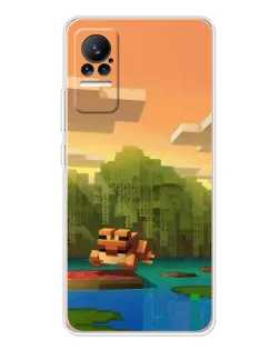 Чехол для Xiaomi Civi 1S с картинкой «Майнкрафт закат солнца»