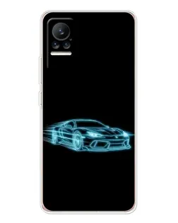 Чехол для Xiaomi Civi 1S с картинкой «Неоновый контур Lamborghini»